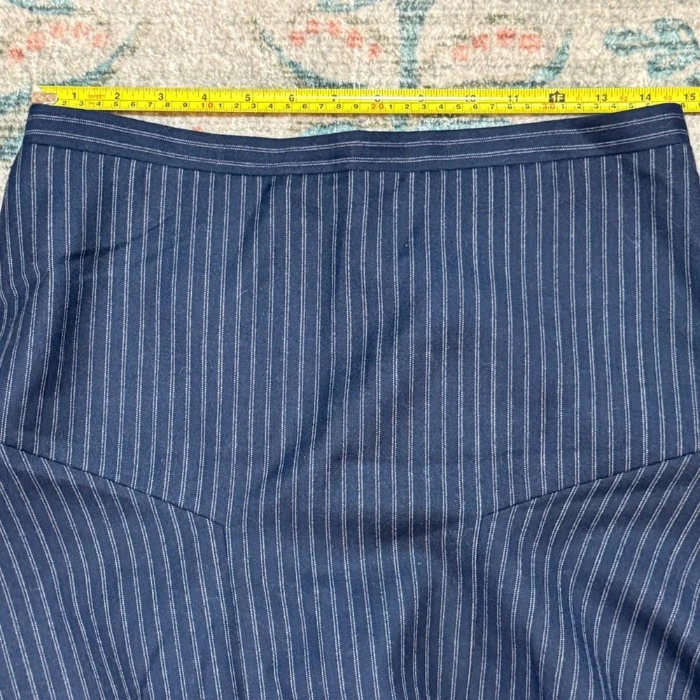 J. Crew Navy Pin Striped A-Line Flounce Skirt NWOT Size 6